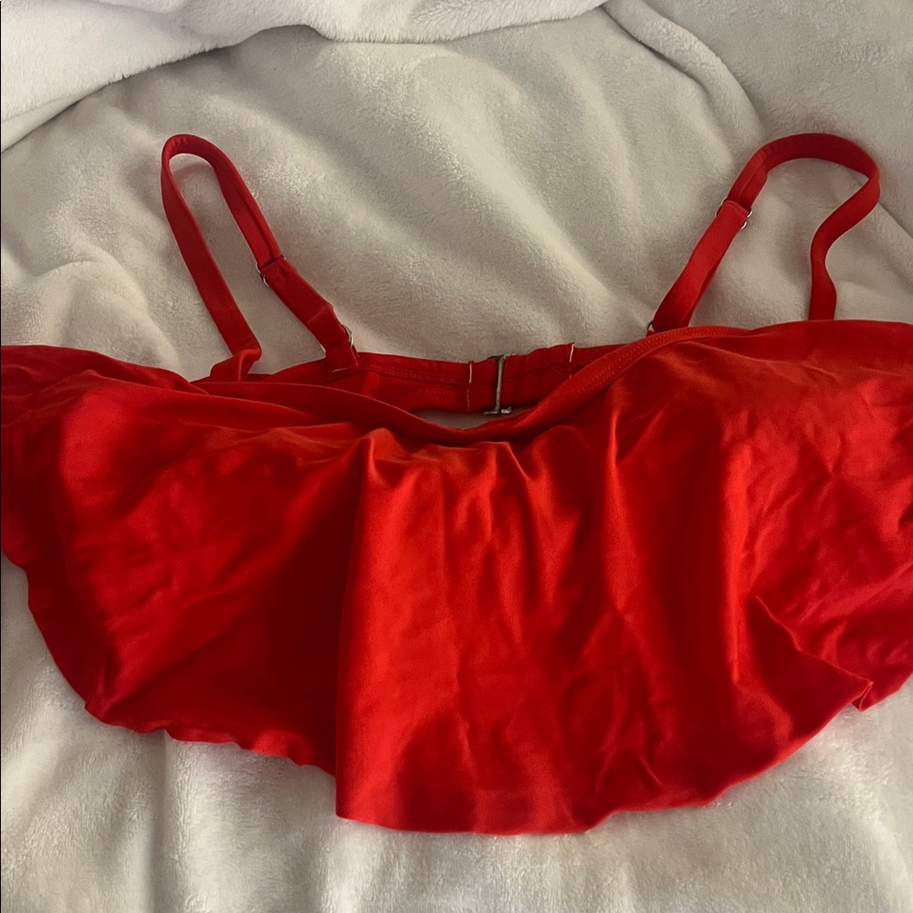 Red Ruffled Bikini Top